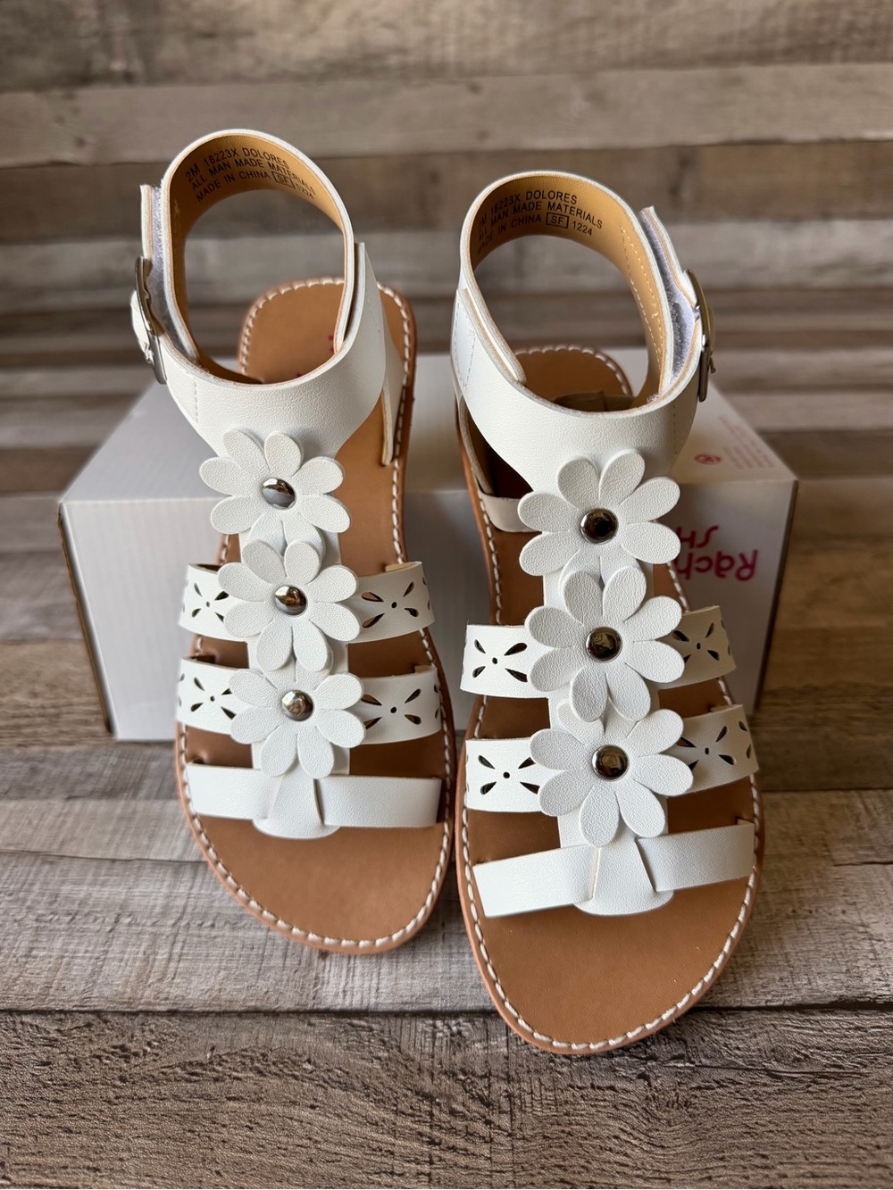 Rachel Shoes Dolores White Daisy Flower Sandals Toddler Girls Size 2M